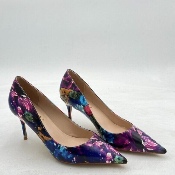 YDN Women's Chic Pointed Closed Toe Mid Heel Pumps Slip on Stilettos Slide Dress - Picture 2 of 7